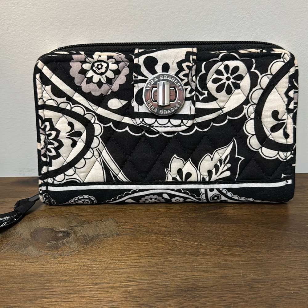 Vera Bradley turn lock wallet midnight paisley